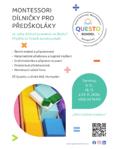 Montessori dílničky pro předškoláky - Mateřská škola a Základní škola Questo